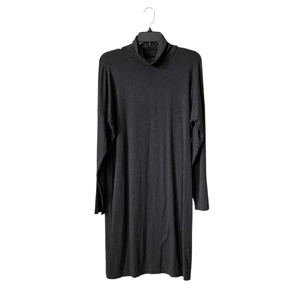 Sonnet James Play Dress Womens Size S Charcoal Gray Turtle Neck Long Sleeve Midi